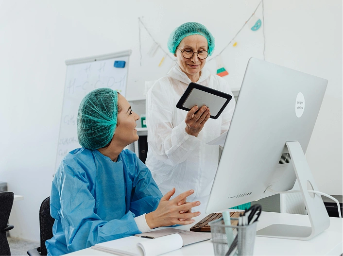 Doctors using technology